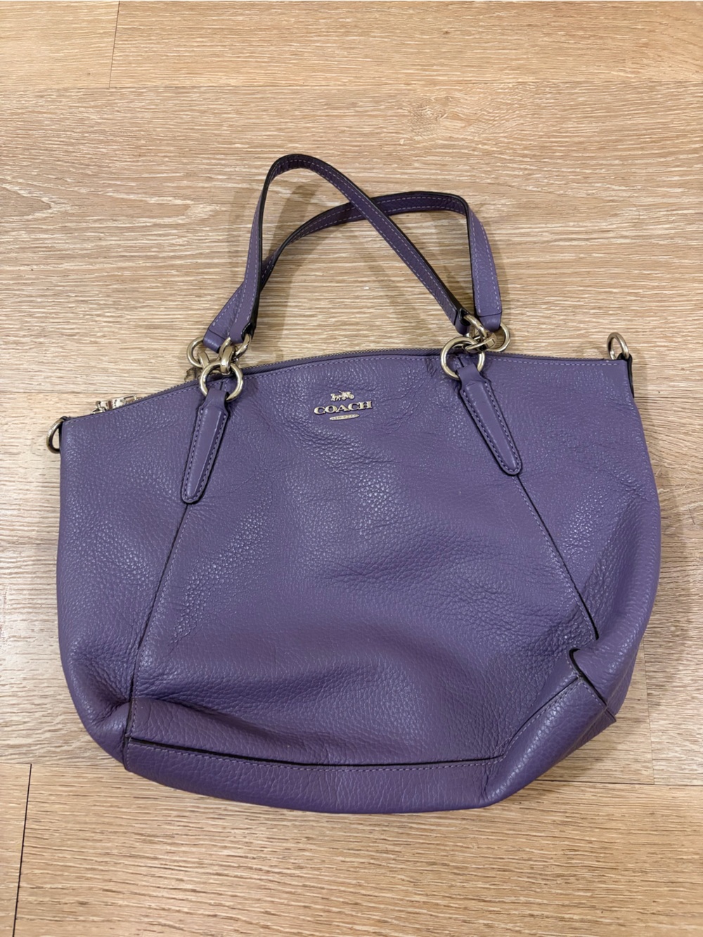 Coach Purple Pebbled Leather Shoulder Bag with Gold Hardware